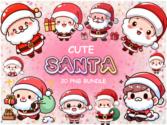 20 Cute Santa PNG Bundle - Santa Clipart