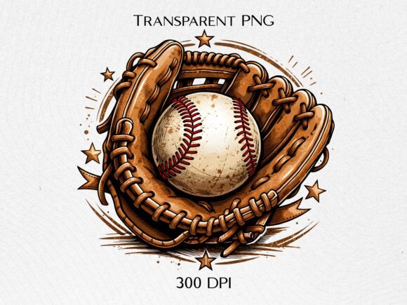 Baseball Glove Ball Vintage PNG: A Timeless Design for Creators