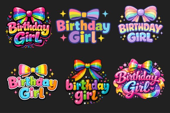 Birthday Girl Rainbow Coquette Bow Png