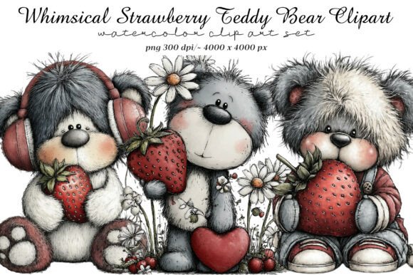 Evaluating Whimsical Strawberry Teddy Bear Clipart for Creative Projects