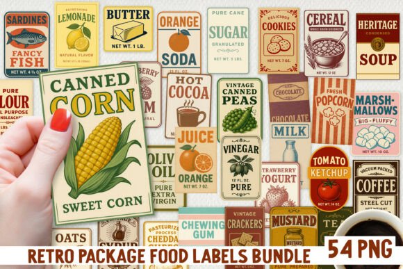 Reviving Mid-Century Charm: A Guide to the Vintage Food Label PNG Bundle