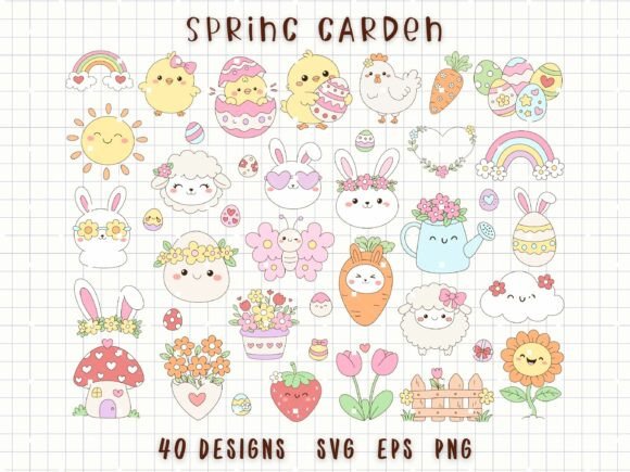 Spring Clipart Cute Garden SVG