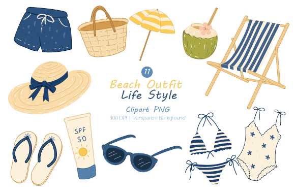 Summer Beach Outfit Lifestyle Clipart